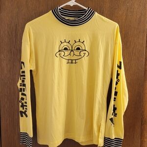 Hot Topic Spongebob Katakana Japanese Mock Neck Long Sleeve Size Small Y2K